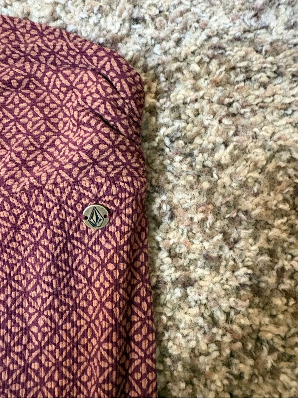 Volcom Rust Red Patterned Flare Pants - Picture 3 of 7